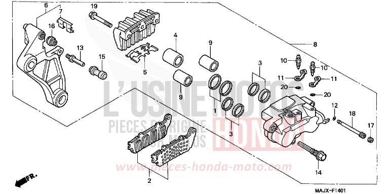 HINTERRAD-BREMSSATTEL (ST1100A) von Pan-European ABS MIDDY BLUE METTALIC (B162) von 2000
